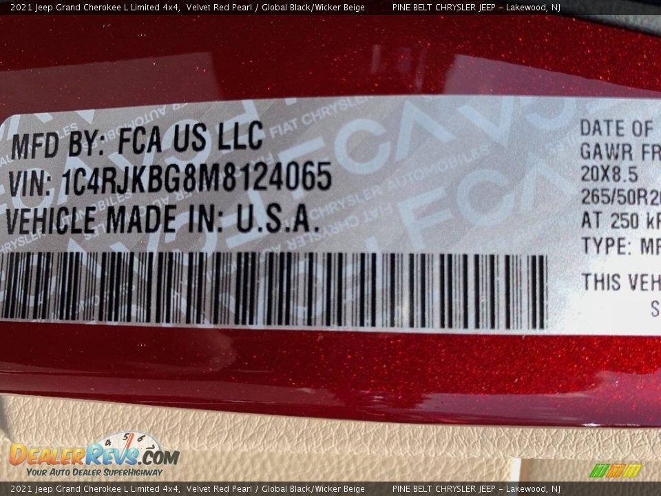 2021 Jeep Grand Cherokee L Limited 4x4 Velvet Red Pearl / Global Black/Wicker Beige Photo #14