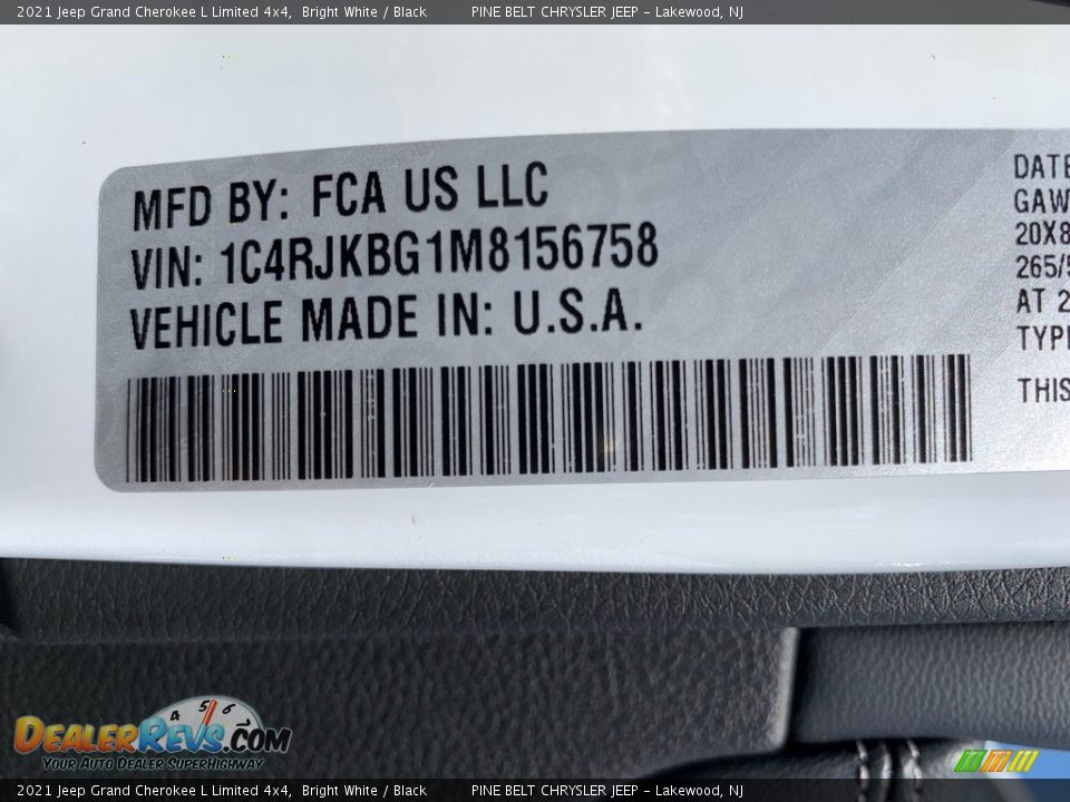 2021 Jeep Grand Cherokee L Limited 4x4 Bright White / Black Photo #14