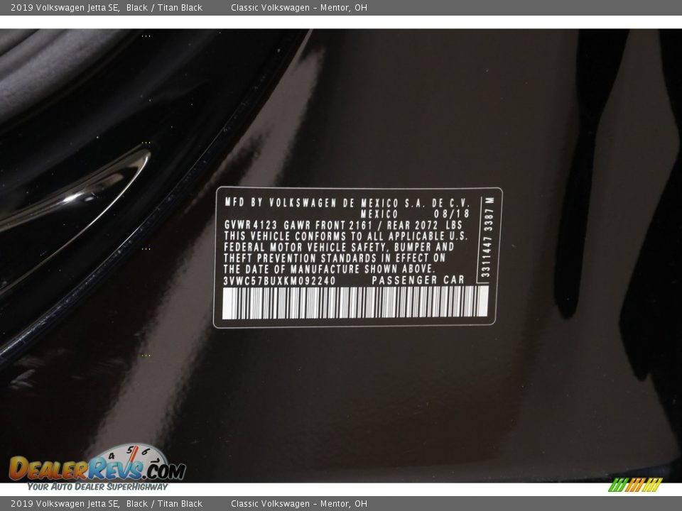 2019 Volkswagen Jetta SE Black / Titan Black Photo #18