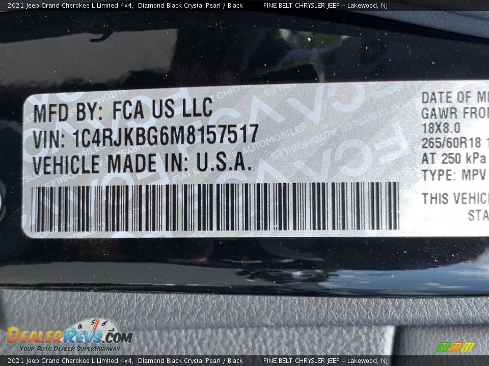 2021 Jeep Grand Cherokee L Limited 4x4 Diamond Black Crystal Pearl / Black Photo #14