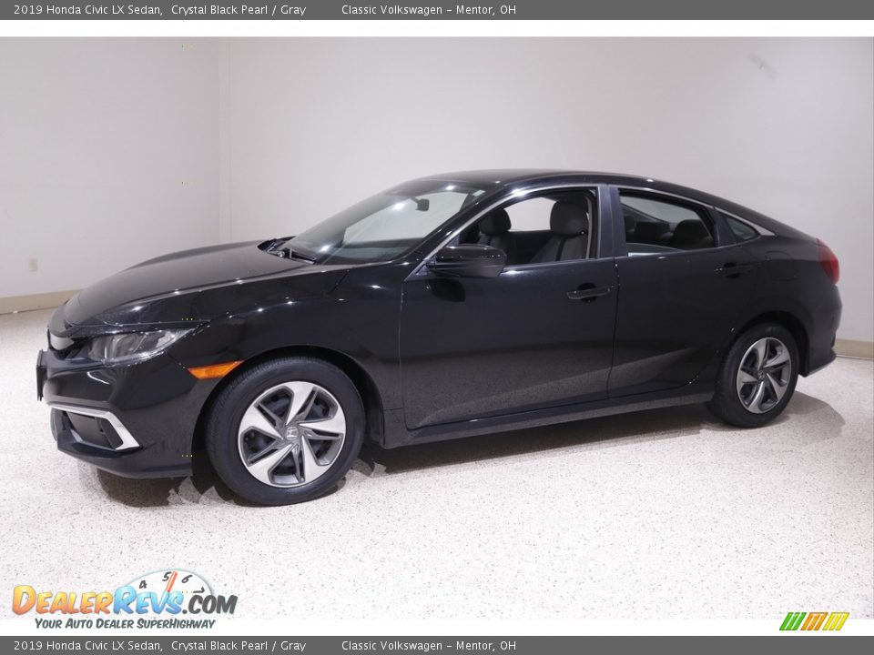 2019 Honda Civic LX Sedan Crystal Black Pearl / Gray Photo #3