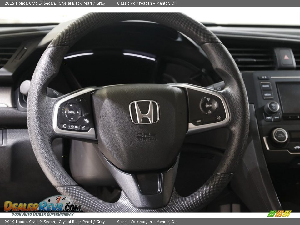 2019 Honda Civic LX Sedan Crystal Black Pearl / Gray Photo #7