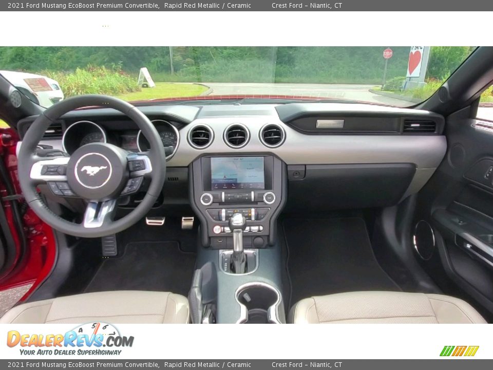 Dashboard of 2021 Ford Mustang EcoBoost Premium Convertible Photo #22