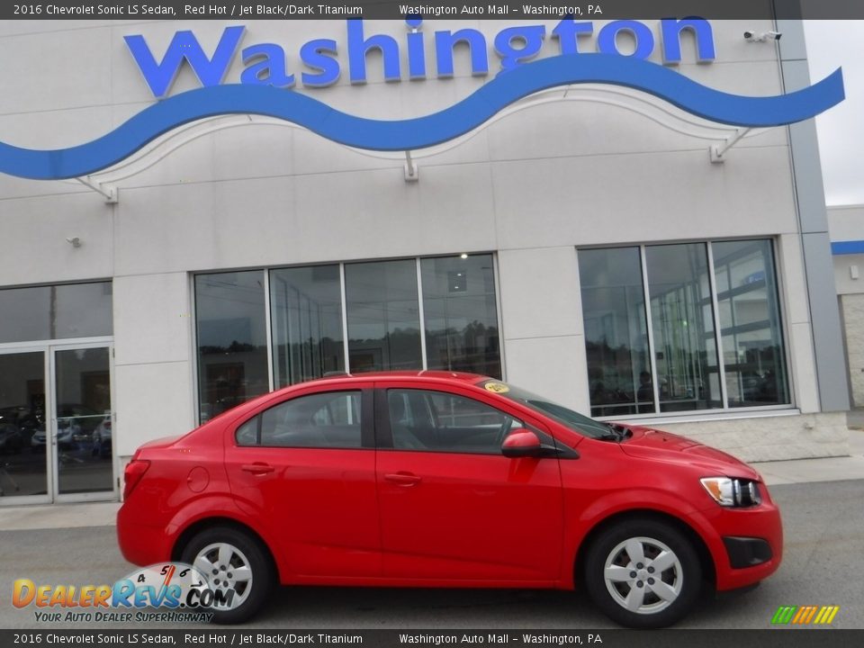 2016 Chevrolet Sonic LS Sedan Red Hot / Jet Black/Dark Titanium Photo #2