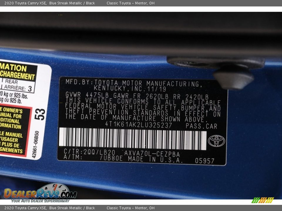 2020 Toyota Camry XSE Blue Streak Metallic / Black Photo #20