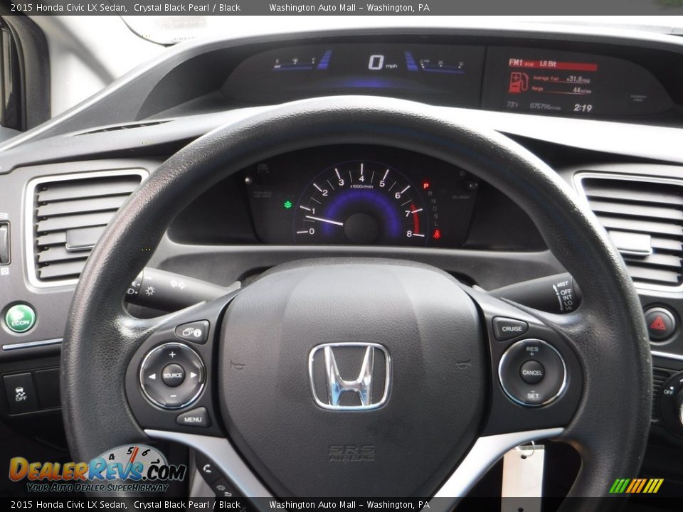2015 Honda Civic LX Sedan Crystal Black Pearl / Black Photo #20