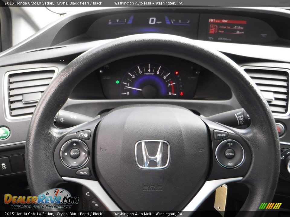 2015 Honda Civic LX Sedan Crystal Black Pearl / Black Photo #24