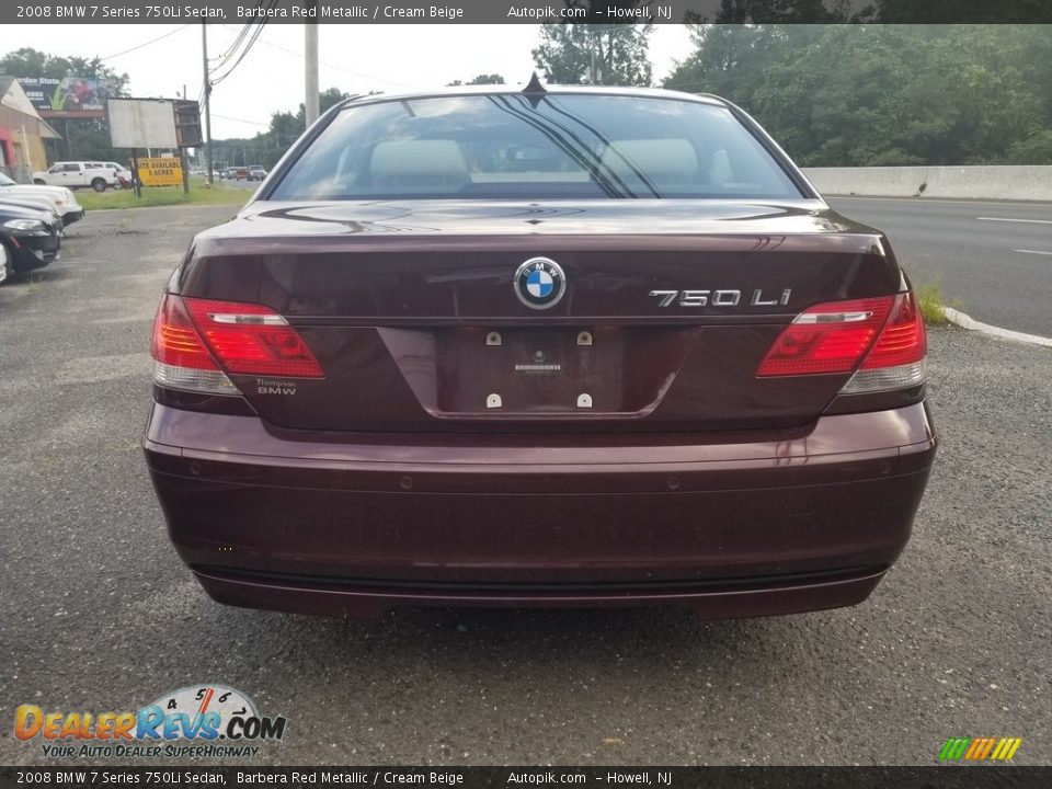 2008 BMW 7 Series 750Li Sedan Barbera Red Metallic / Cream Beige Photo #4