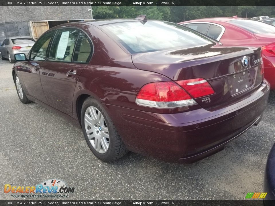 2008 BMW 7 Series 750Li Sedan Barbera Red Metallic / Cream Beige Photo #5