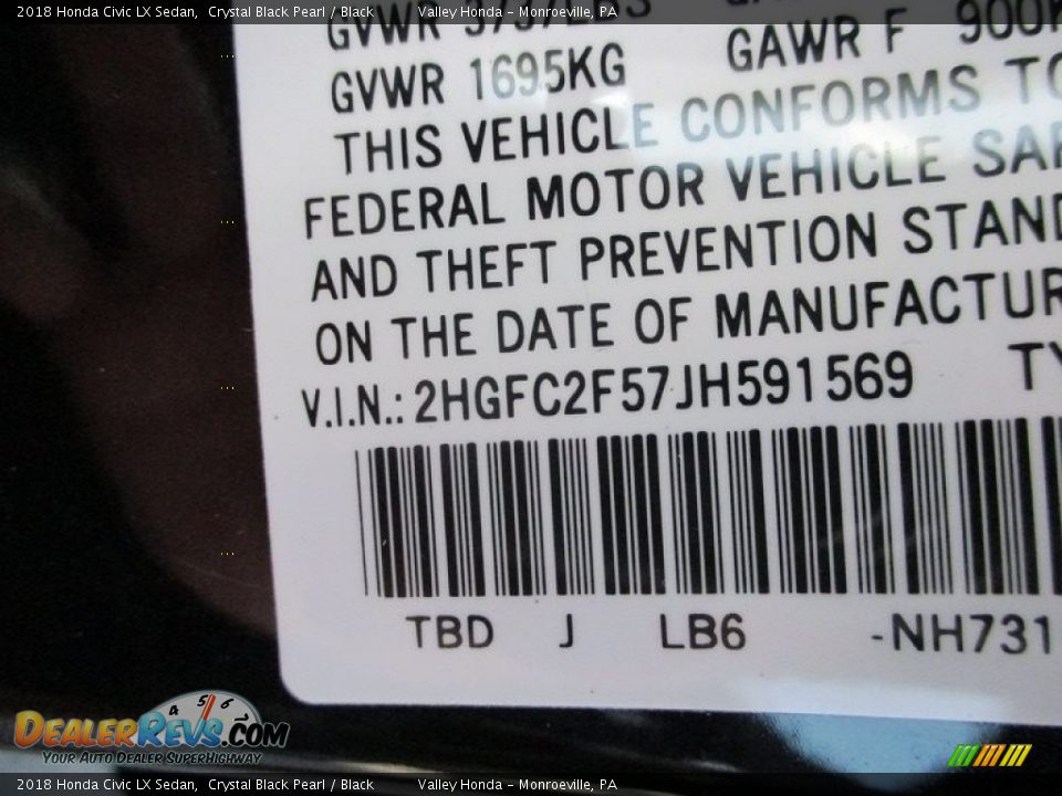2018 Honda Civic LX Sedan Crystal Black Pearl / Black Photo #19