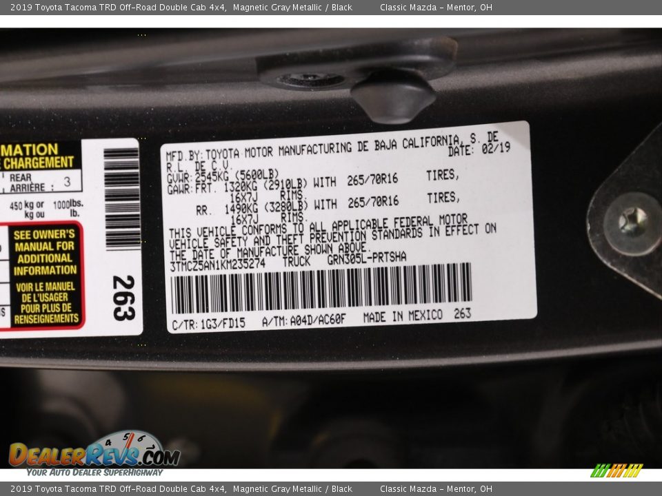 2019 Toyota Tacoma TRD Off-Road Double Cab 4x4 Magnetic Gray Metallic / Black Photo #22