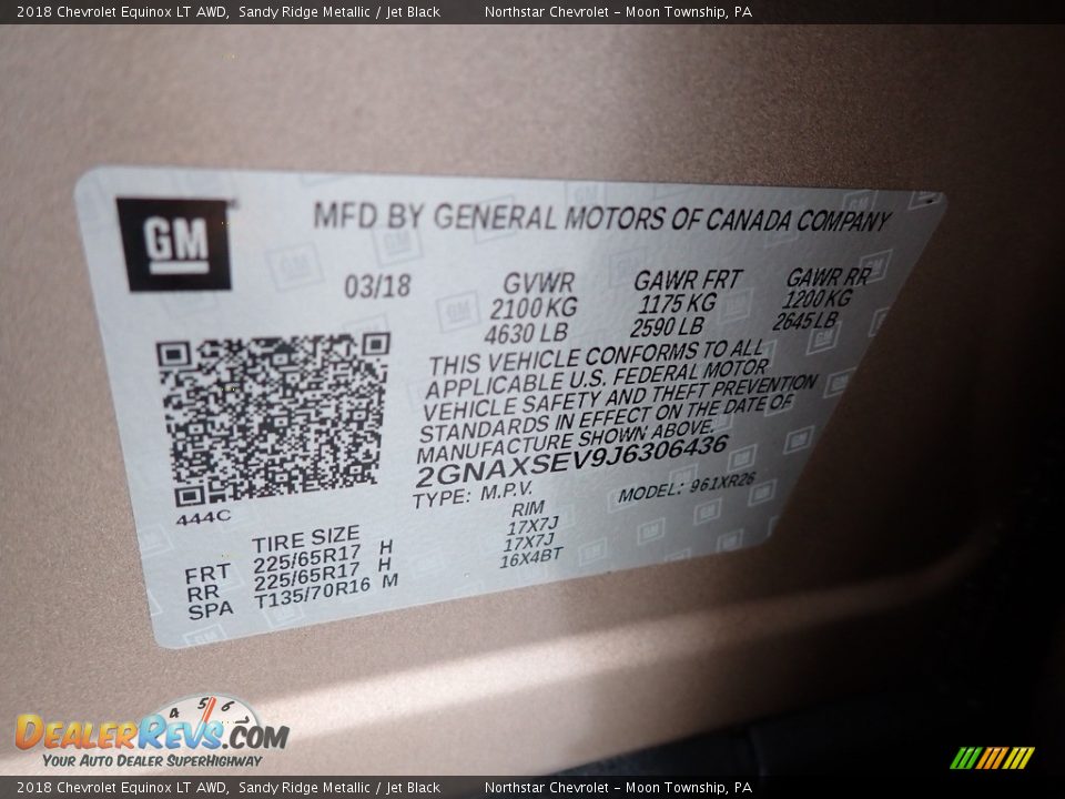 2018 Chevrolet Equinox LT AWD Sandy Ridge Metallic / Jet Black Photo #28