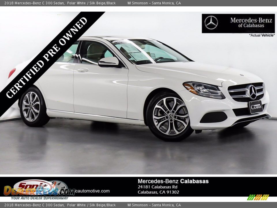 2018 Mercedes-Benz C 300 Sedan Polar White / Silk Beige/Black Photo #1