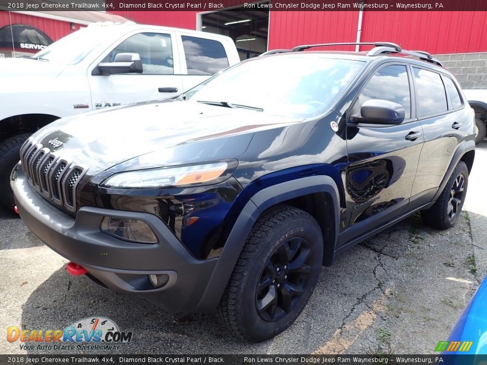 2018 Jeep Cherokee Trailhawk 4x4 Diamond Black Crystal Pearl / Black Photo #1