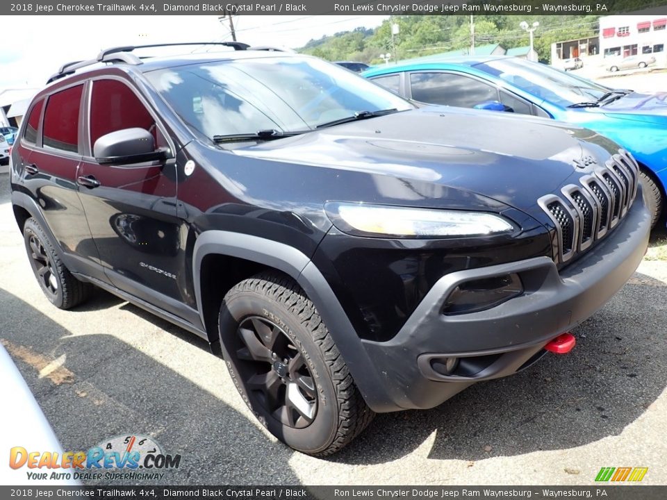 2018 Jeep Cherokee Trailhawk 4x4 Diamond Black Crystal Pearl / Black Photo #4