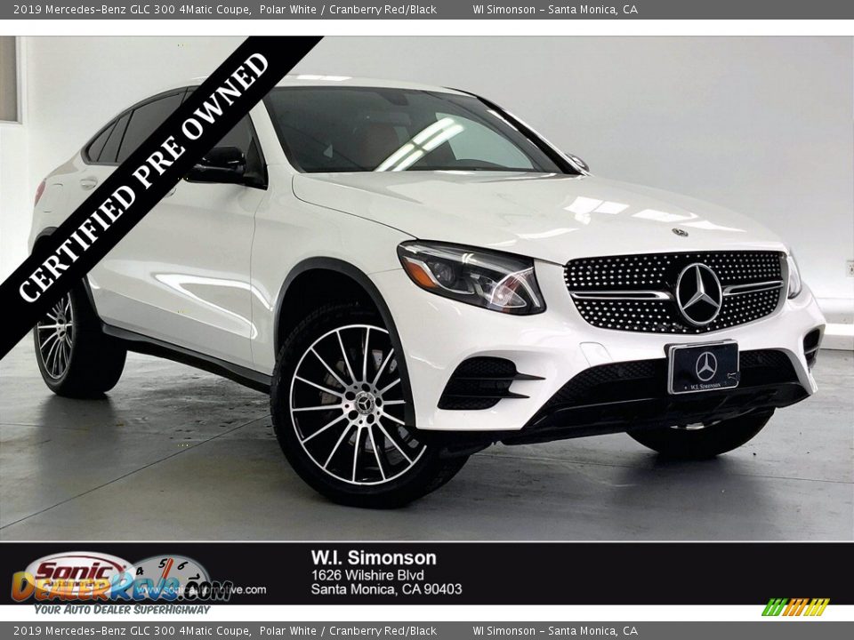 2019 Mercedes-Benz GLC 300 4Matic Coupe Polar White / Cranberry Red/Black Photo #1