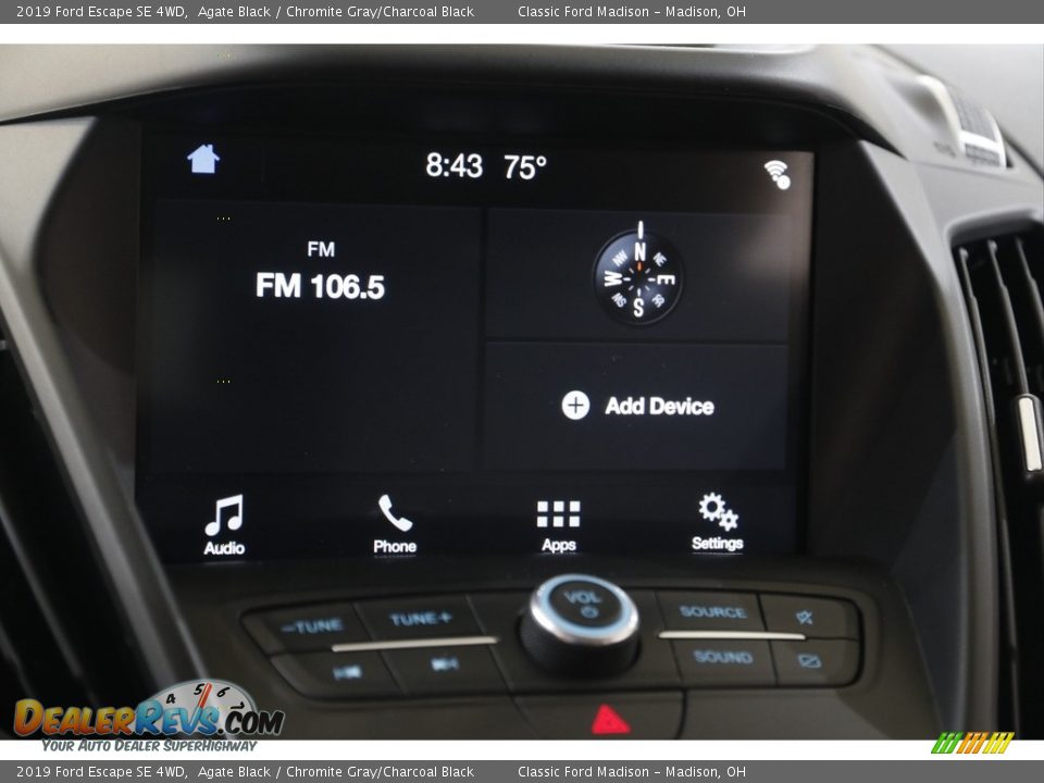 2019 Ford Escape SE 4WD Agate Black / Chromite Gray/Charcoal Black Photo #10