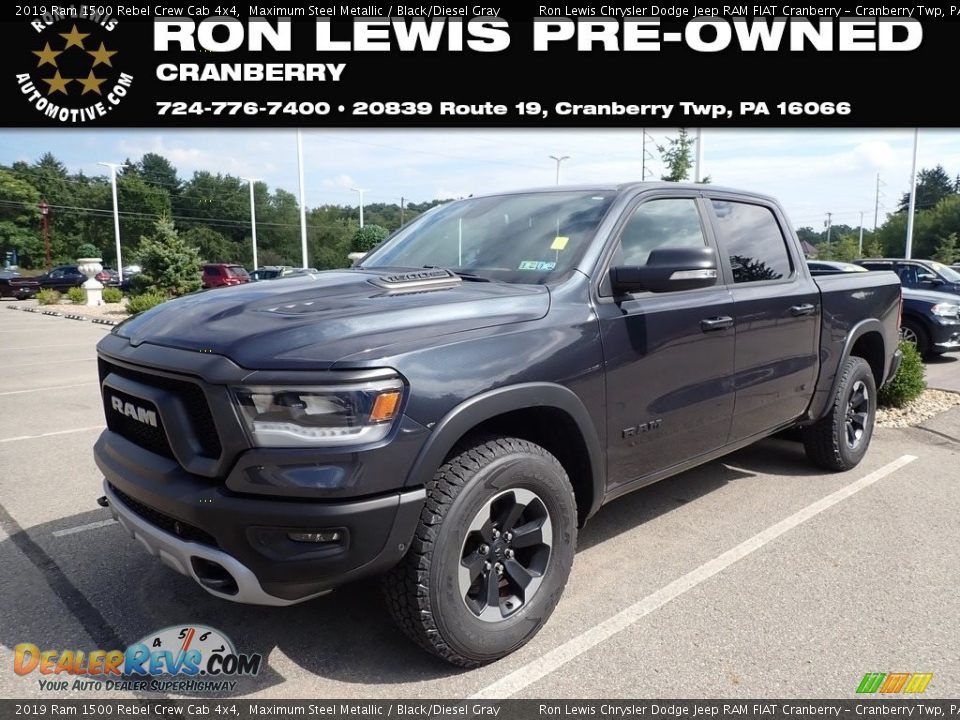 2019 Ram 1500 Rebel Crew Cab 4x4 Maximum Steel Metallic / Black/Diesel Gray Photo #1