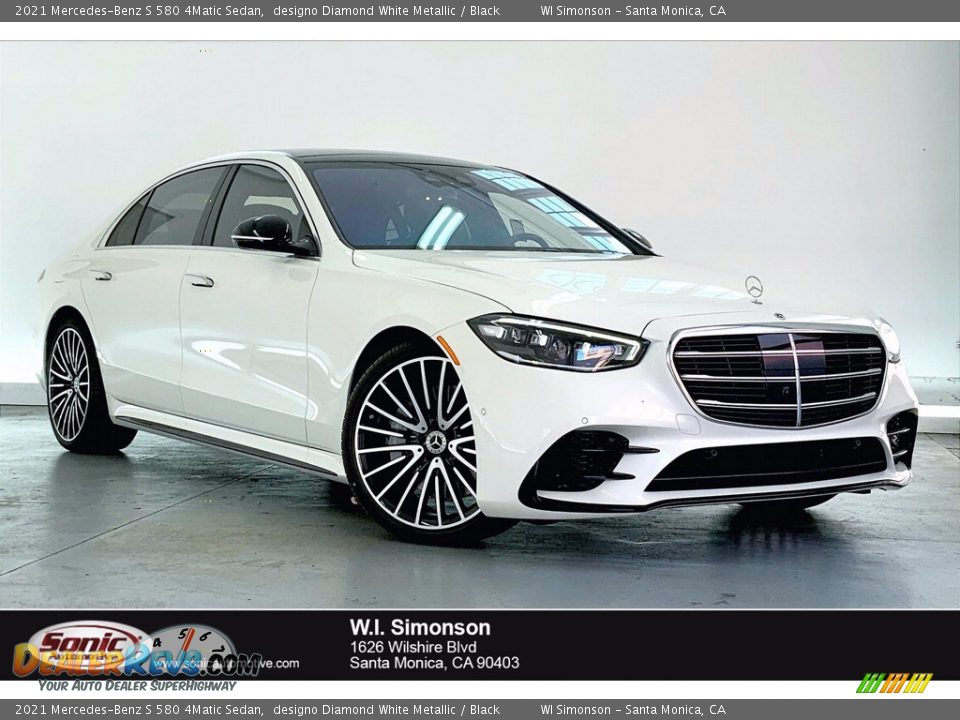 2021 Mercedes-Benz S 580 4Matic Sedan designo Diamond White Metallic / Black Photo #1