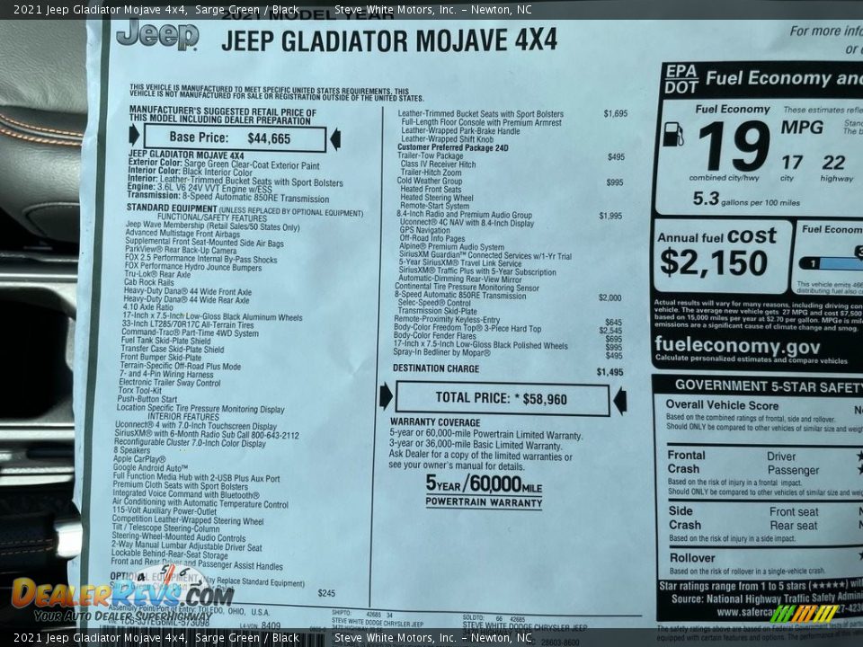 2021 Jeep Gladiator Mojave 4x4 Sarge Green / Black Photo #30
