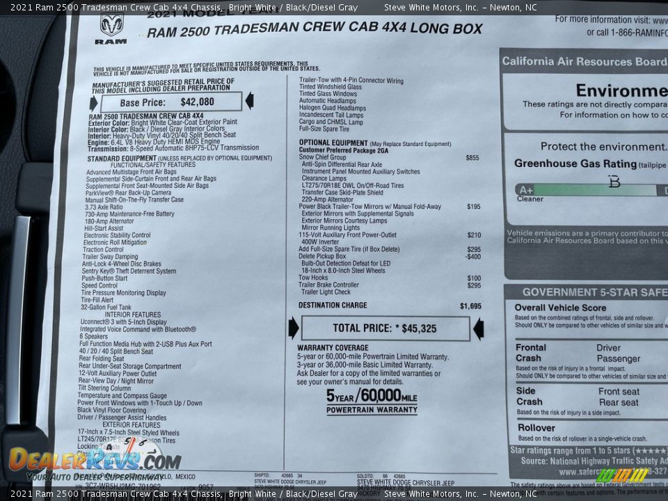 2021 Ram 2500 Tradesman Crew Cab 4x4 Chassis Bright White / Black/Diesel Gray Photo #25