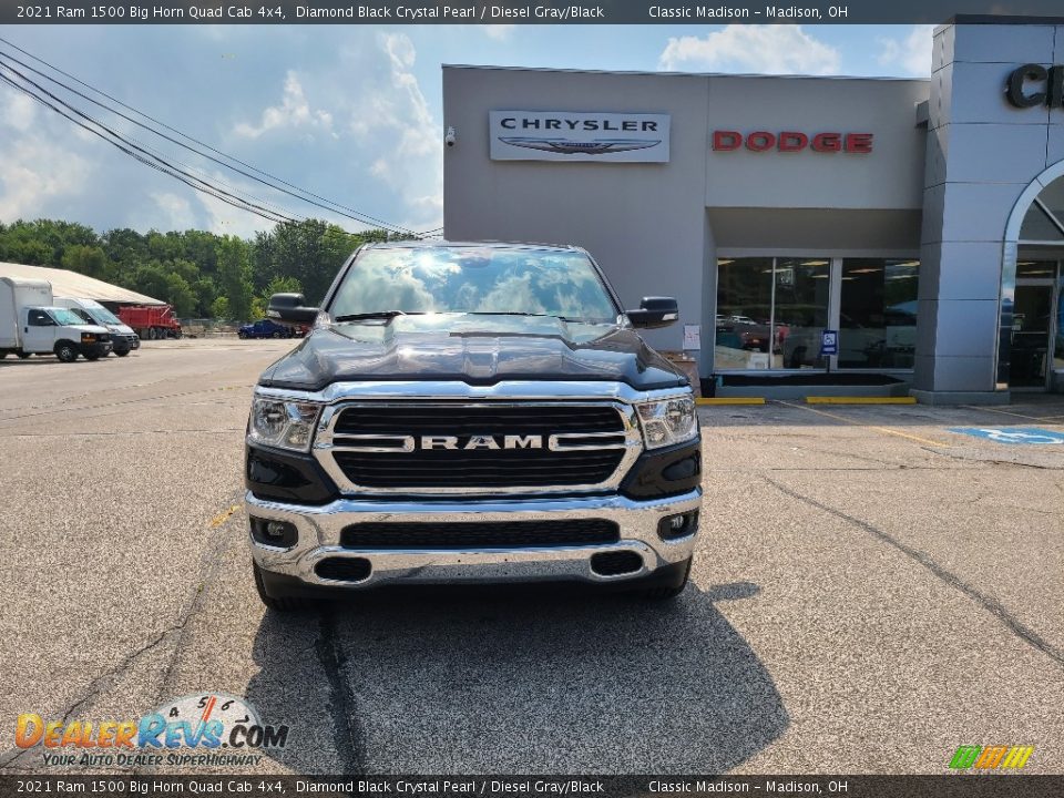 2021 Ram 1500 Big Horn Quad Cab 4x4 Diamond Black Crystal Pearl / Diesel Gray/Black Photo #2
