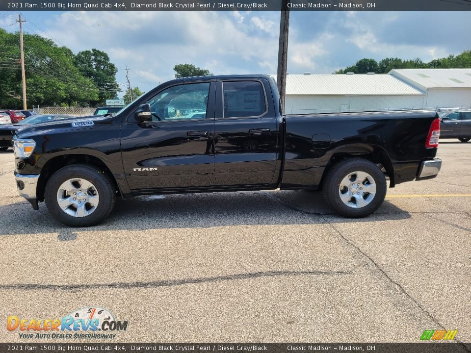 2021 Ram 1500 Big Horn Quad Cab 4x4 Diamond Black Crystal Pearl / Diesel Gray/Black Photo #3