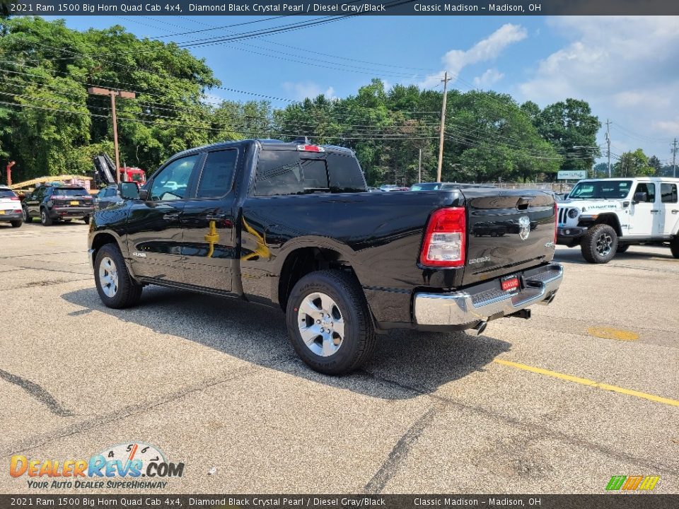 2021 Ram 1500 Big Horn Quad Cab 4x4 Diamond Black Crystal Pearl / Diesel Gray/Black Photo #4