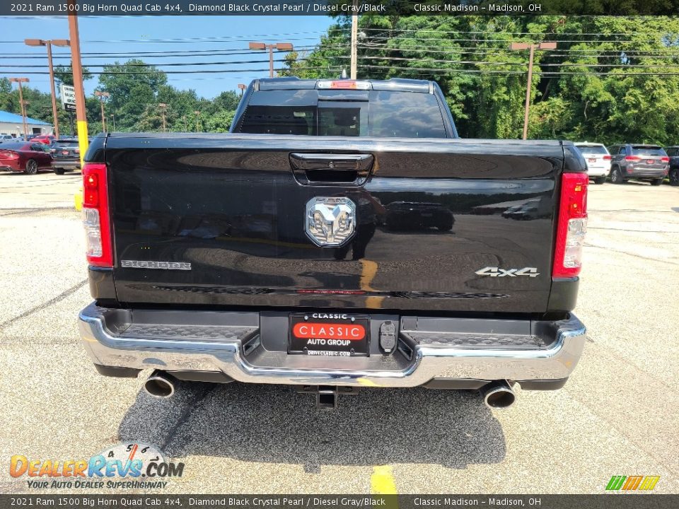 2021 Ram 1500 Big Horn Quad Cab 4x4 Diamond Black Crystal Pearl / Diesel Gray/Black Photo #5