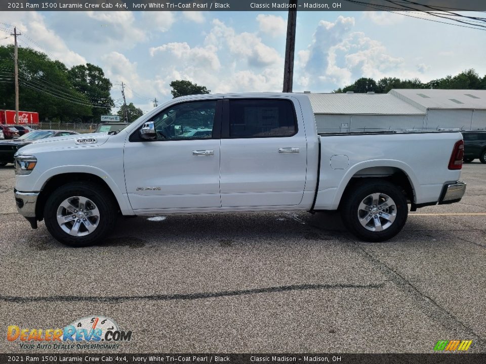2021 Ram 1500 Laramie Crew Cab 4x4 Ivory White Tri-Coat Pearl / Black Photo #2