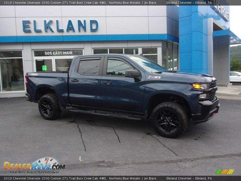 2019 Chevrolet Silverado 1500 Custom Z71 Trail Boss Crew Cab 4WD Northsky Blue Metallic / Jet Black Photo #1