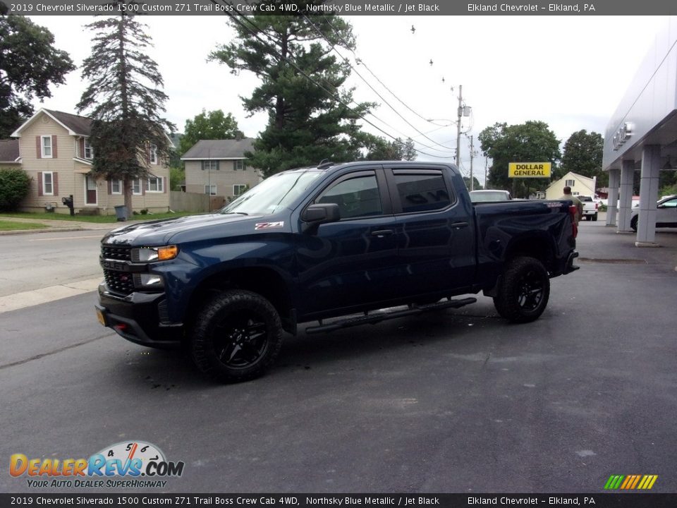 2019 Chevrolet Silverado 1500 Custom Z71 Trail Boss Crew Cab 4WD Northsky Blue Metallic / Jet Black Photo #7