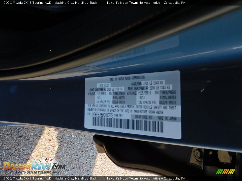 2021 Mazda CX-5 Touring AWD Machine Gray Metallic / Black Photo #20