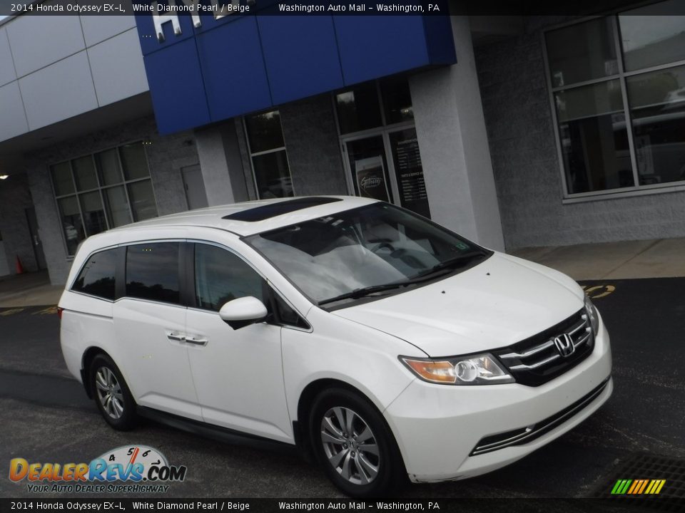 2014 Honda Odyssey EX-L White Diamond Pearl / Beige Photo #1