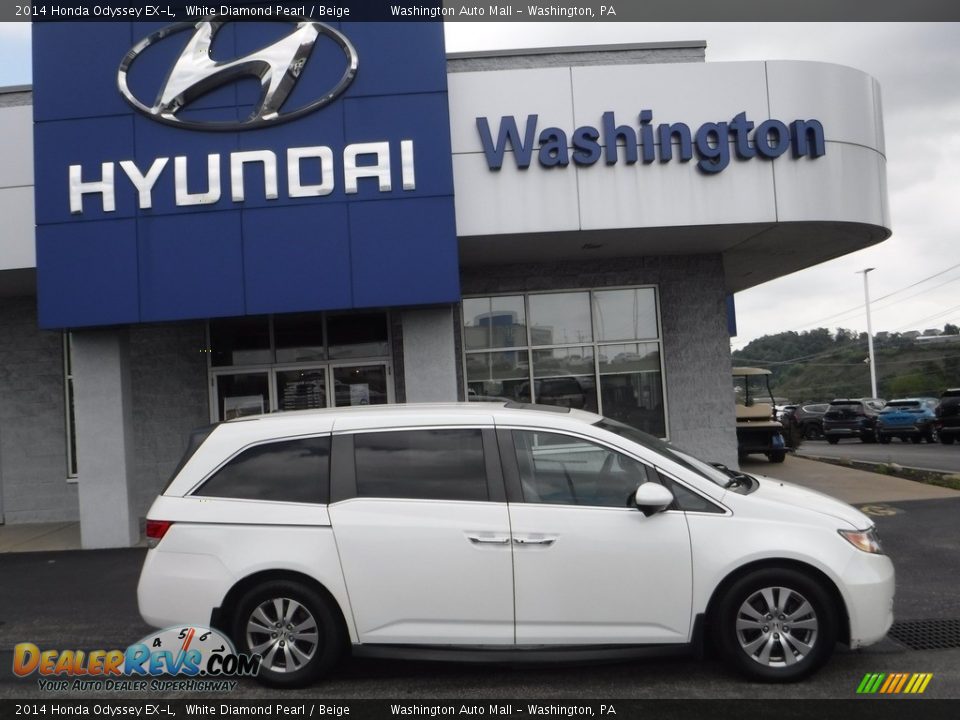 2014 Honda Odyssey EX-L White Diamond Pearl / Beige Photo #2