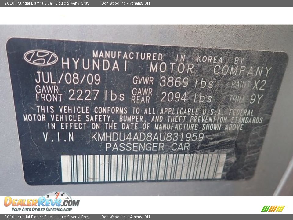 2010 Hyundai Elantra Blue Liquid Silver / Gray Photo #14