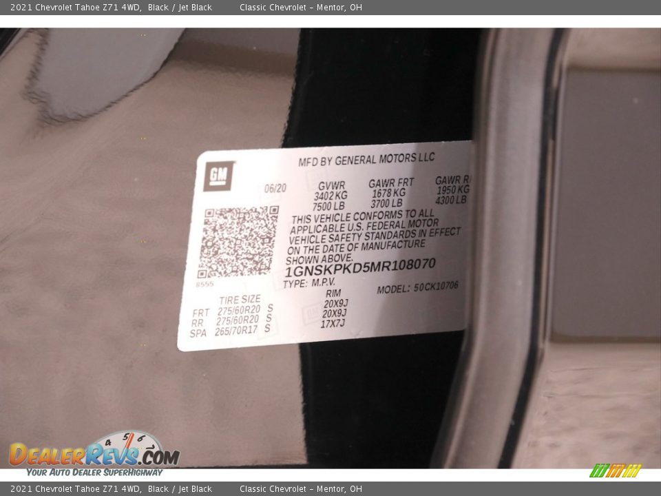 2021 Chevrolet Tahoe Z71 4WD Black / Jet Black Photo #27