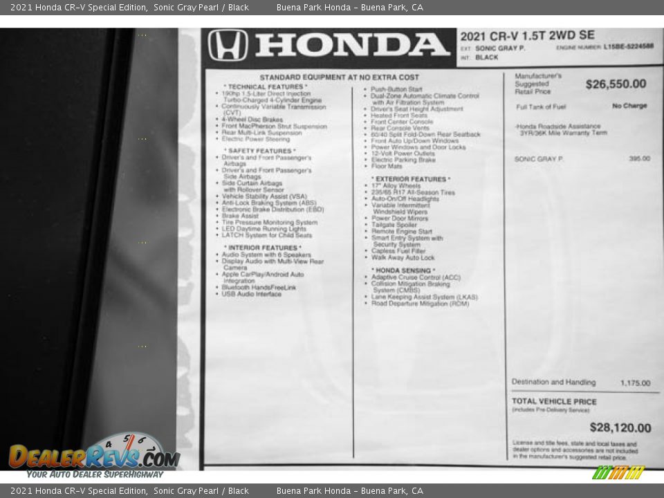 2021 Honda CR-V Special Edition Sonic Gray Pearl / Black Photo #35