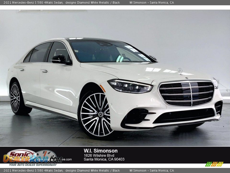 2021 Mercedes-Benz S 580 4Matic Sedan designo Diamond White Metallic / Black Photo #1