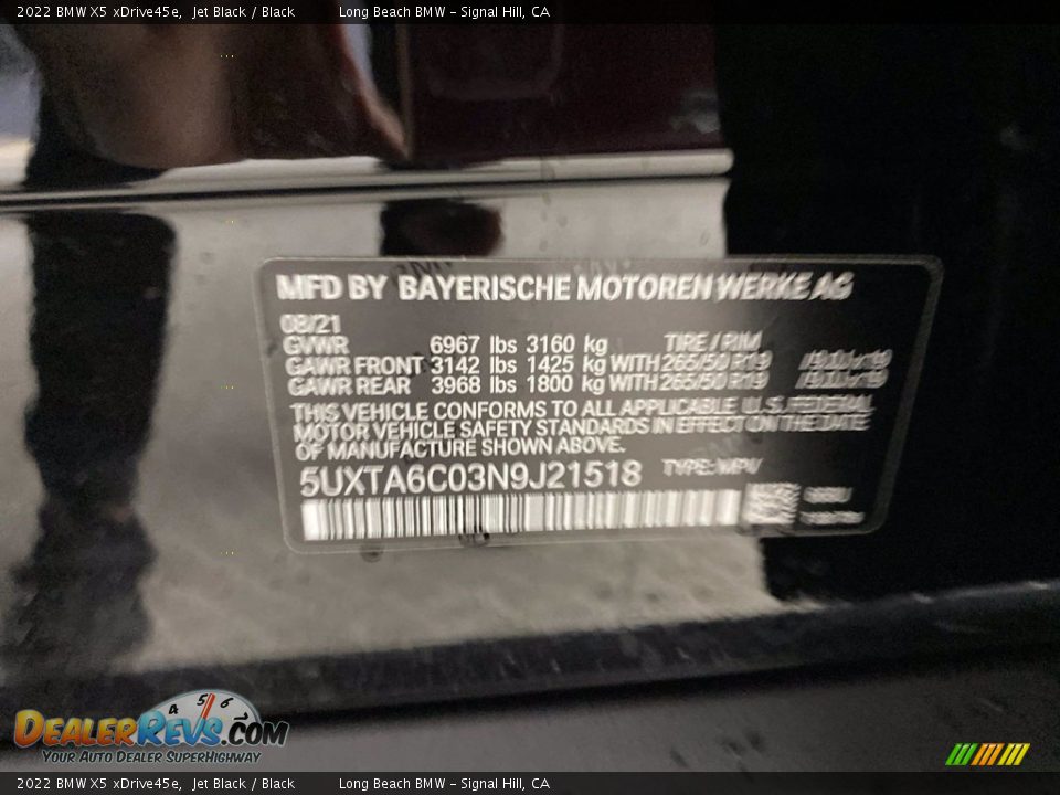 2022 BMW X5 xDrive45e Jet Black / Black Photo #26