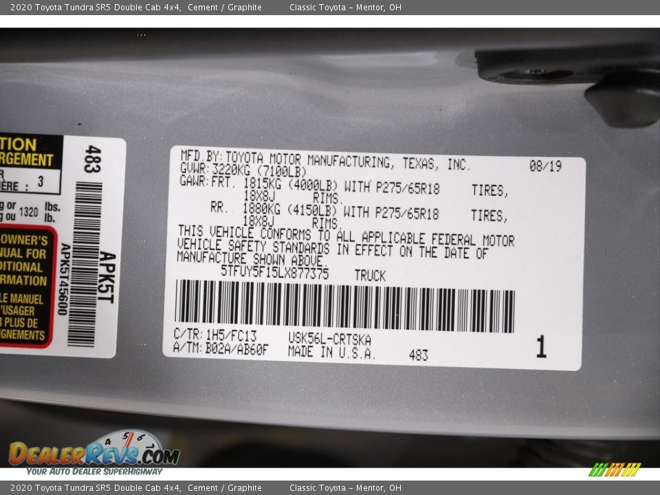 2020 Toyota Tundra SR5 Double Cab 4x4 Cement / Graphite Photo #19