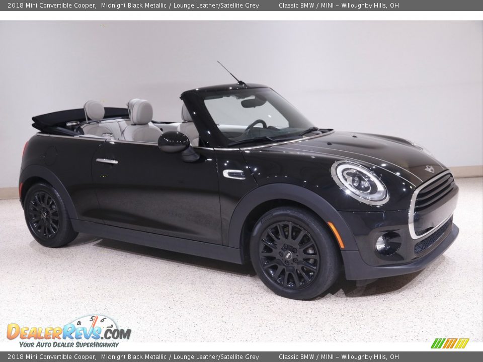 2018 Mini Convertible Cooper Midnight Black Metallic / Lounge Leather/Satellite Grey Photo #1