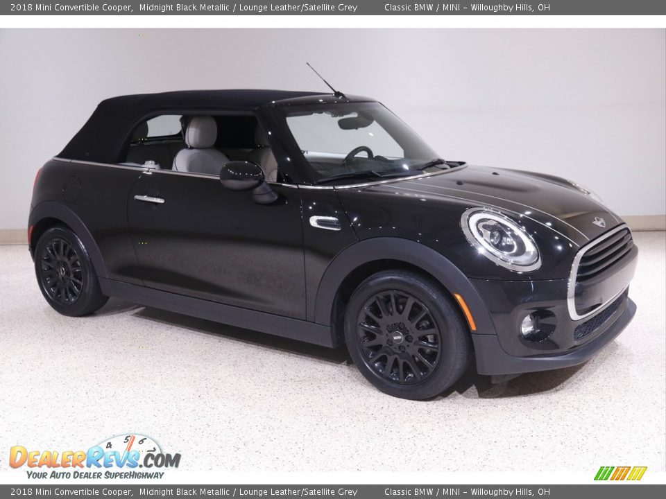 2018 Mini Convertible Cooper Midnight Black Metallic / Lounge Leather/Satellite Grey Photo #2