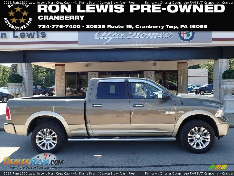 2015 Ram 1500 Laramie Long Horn Crew Cab 4x4 Prairie Pearl / Canyon Brown/Light Frost Photo #1