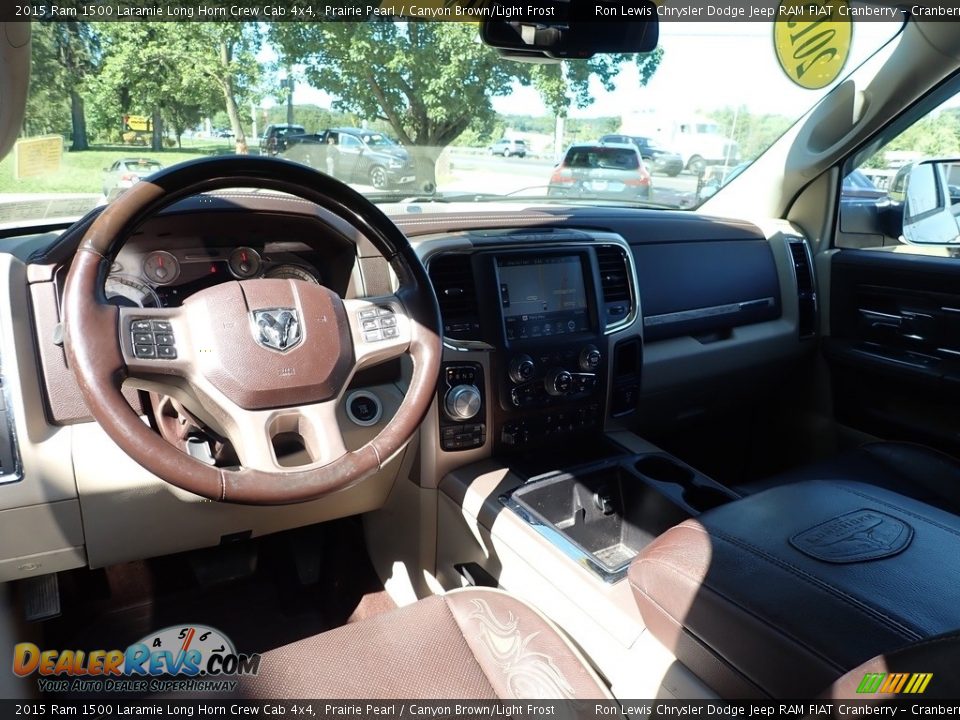 2015 Ram 1500 Laramie Long Horn Crew Cab 4x4 Prairie Pearl / Canyon Brown/Light Frost Photo #14