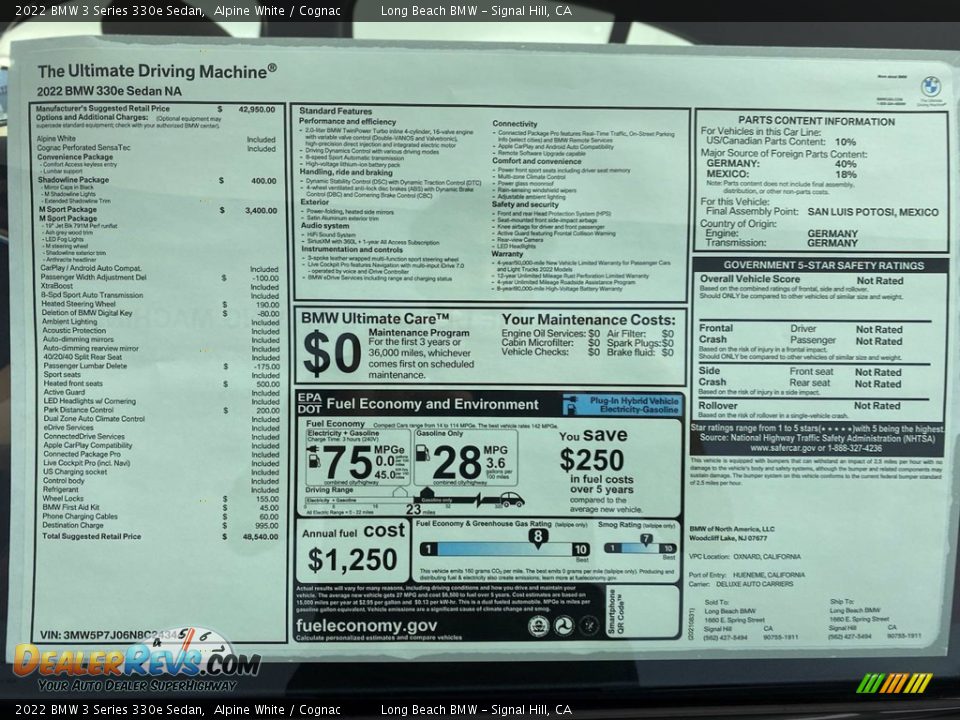 2022 BMW 3 Series 330e Sedan Window Sticker Photo #25