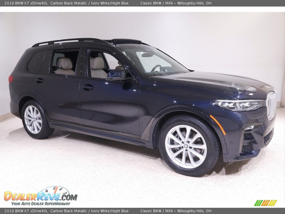 2019 BMW X7 xDrive40i Carbon Black Metallic / Ivory White/Night Blue Photo #1