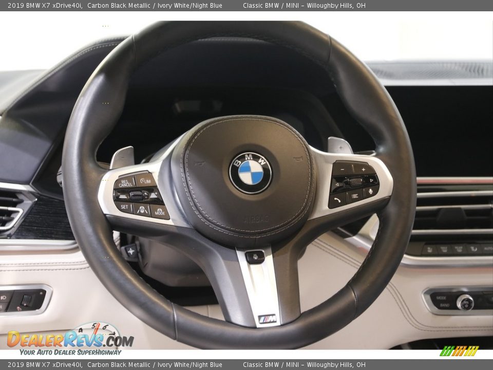 2019 BMW X7 xDrive40i Carbon Black Metallic / Ivory White/Night Blue Photo #7