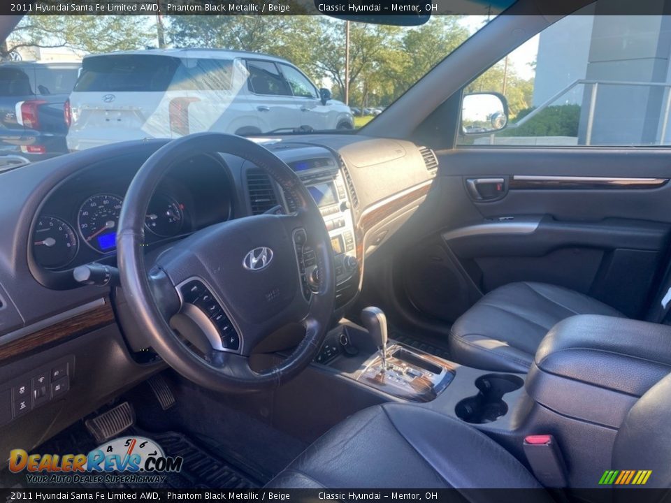 2011 Hyundai Santa Fe Limited AWD Phantom Black Metallic / Beige Photo #3