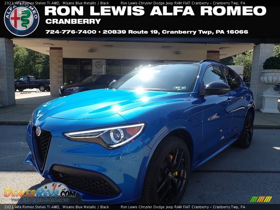 2021 Alfa Romeo Stelvio Ti AWD Misano Blue Metallic / Black Photo #1